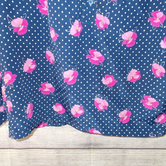 Vintgae Floral/Polka Dot Popover Blouse Size 10 - Picture 3 of 6